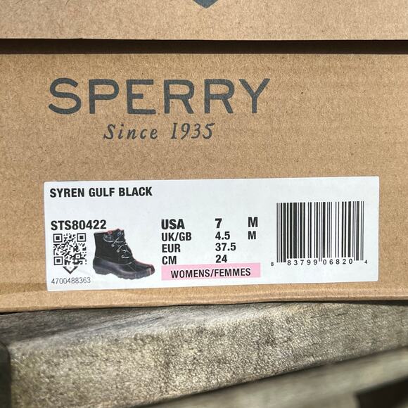 SPERRY Syren Gulf Duck Boot Black Womens Size 7 NEW Rain Waterproof - Picture 9 of 9